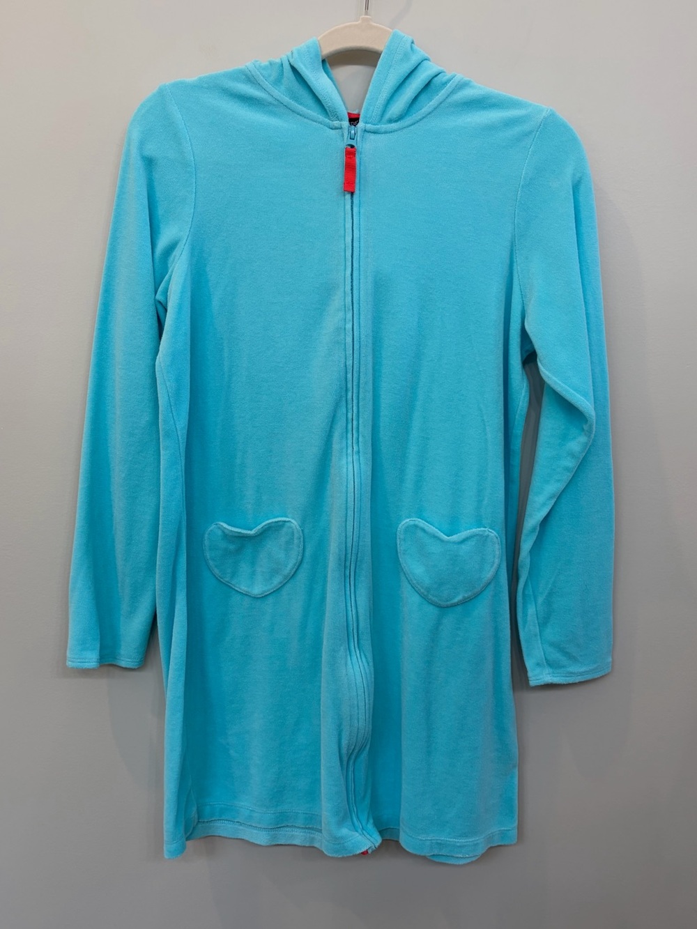Lands' End Girls' Terry Cloth Swimsuit Cover Up Size XL (14-16) Teal Hooded